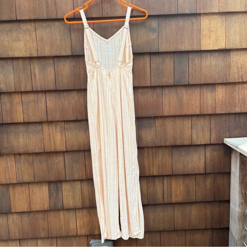 Roxy Feelings Explained Banana Creme Maui Stripe Cropped Jumpsuit Size XSmall - Picture 11 of 16